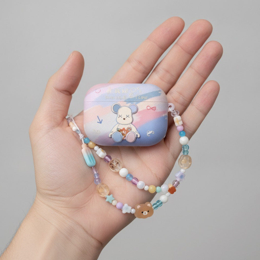 Blue Violent Bear AirPods Case and Ice Cream Lanyard