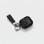 Black Leather AirPods Case With Keychain Strap