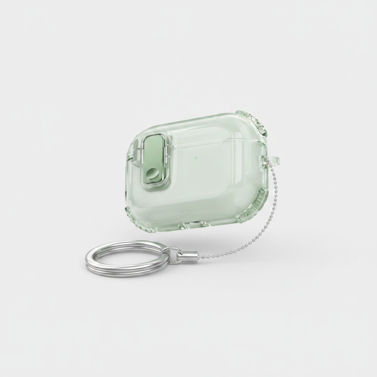 Mint Green Clear AirPods Case With Chain