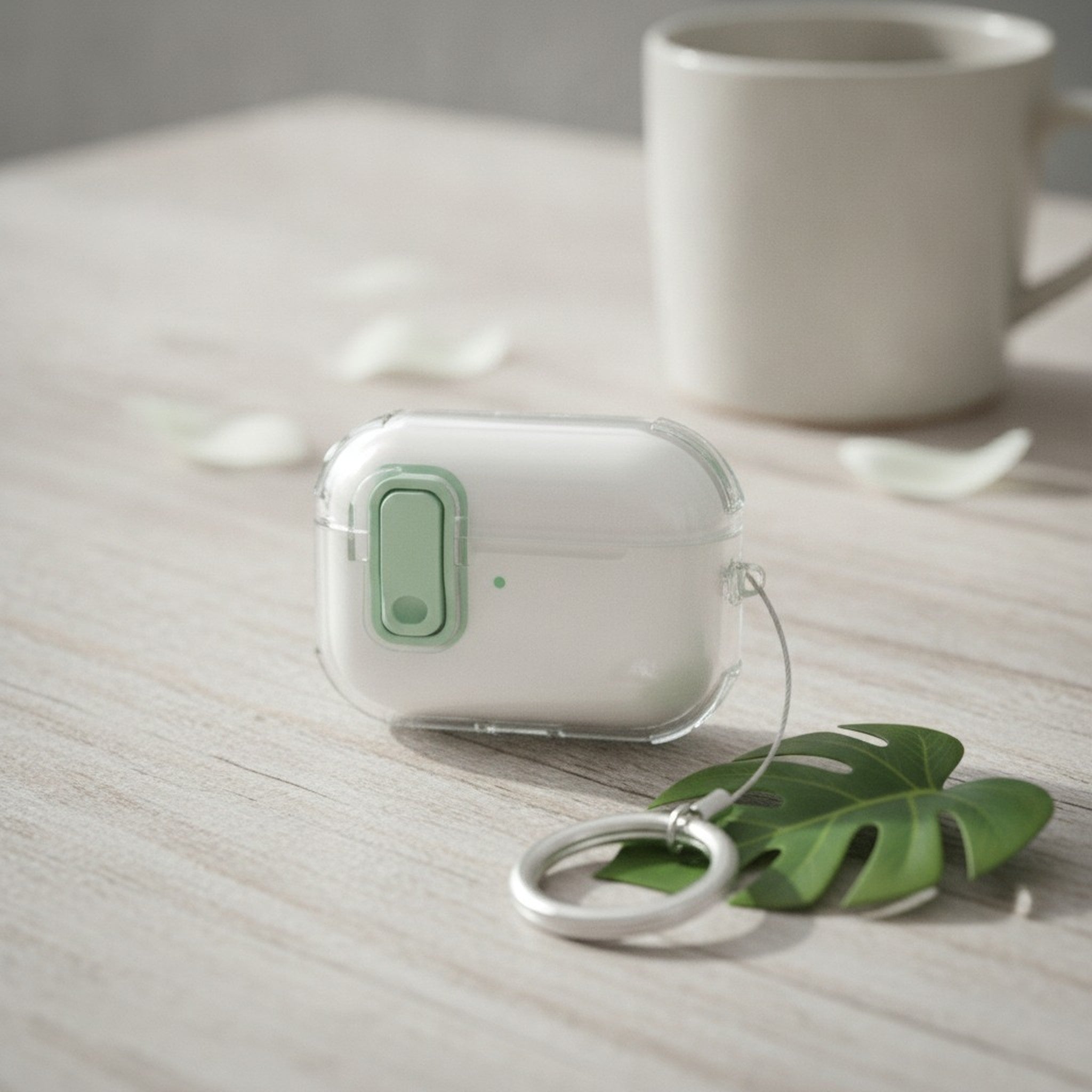 Green Magnetic Clear AirPods Protective Case with Ring