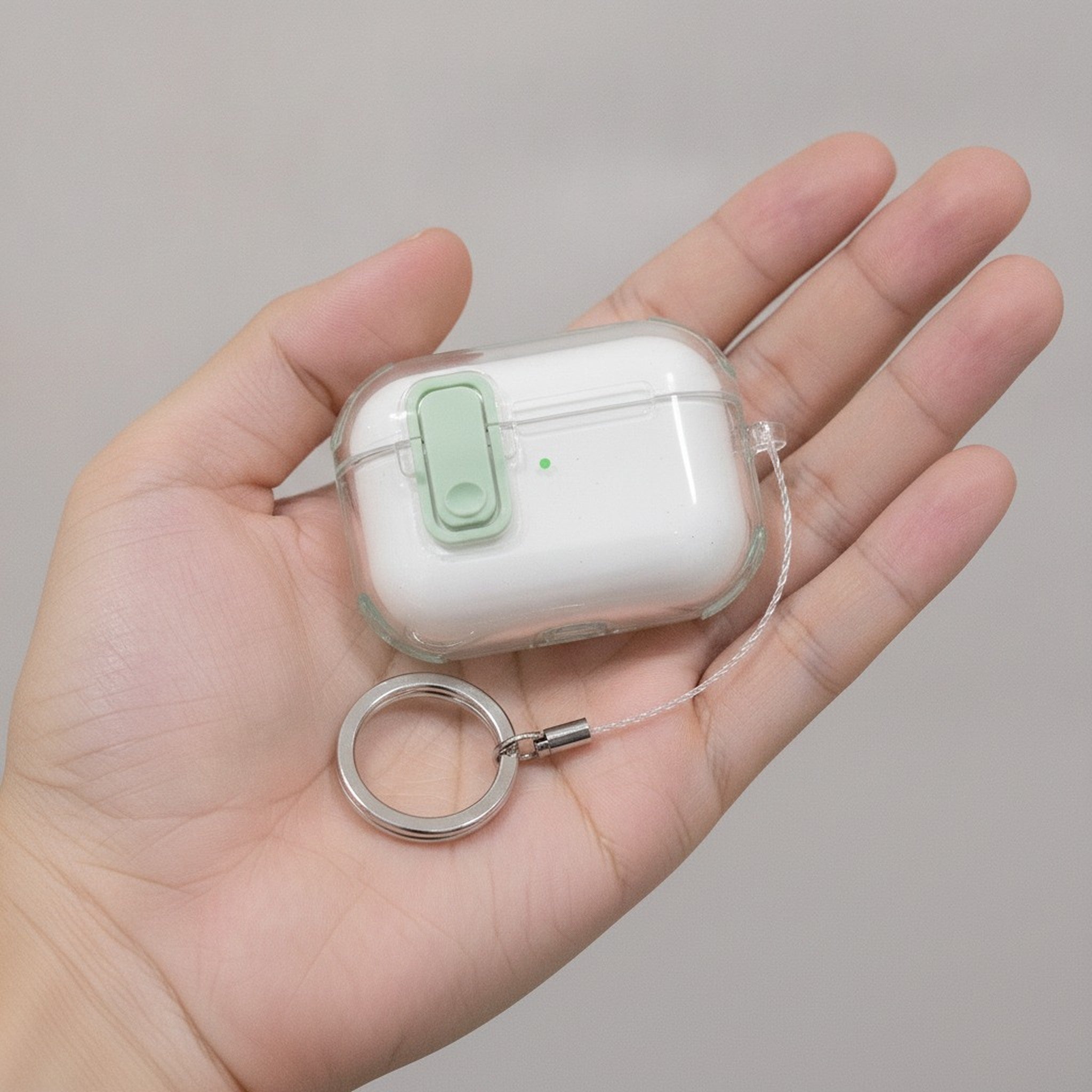 Green Magnetic Clear AirPods Protective Case with Ring