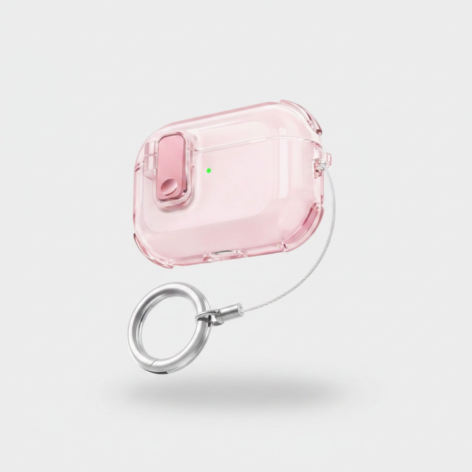 Clear Pink AirPods Case With Carabiner Keychain