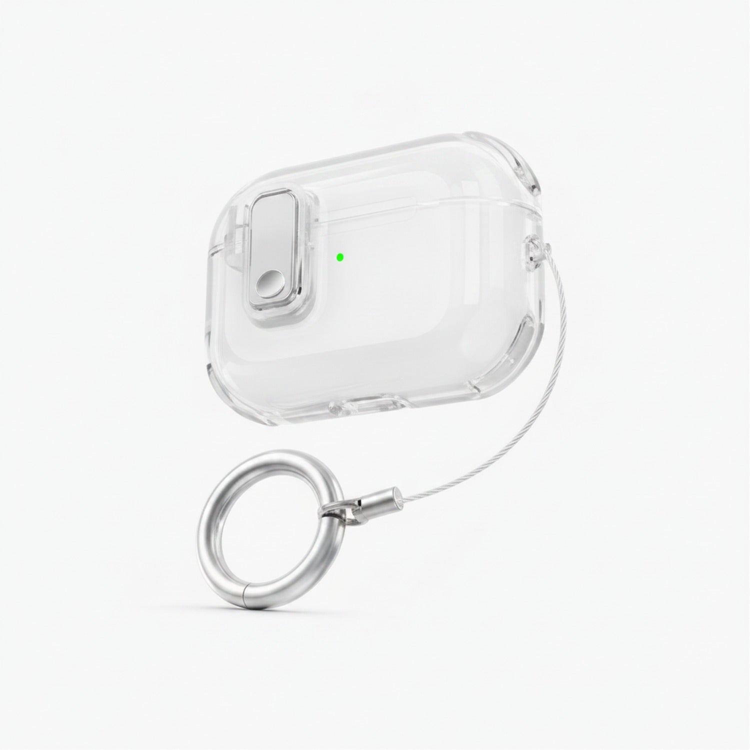Clear AirPods Case With Silver Keychain Ring
