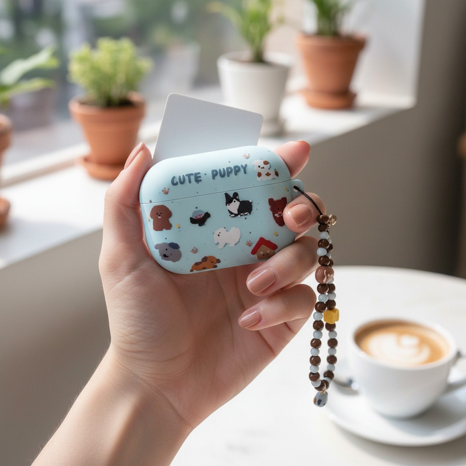 Cute Puppy Beaded AirPods Case With Charm