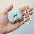 Blue Dopamine Cat AirPods Case with Lanyard