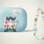 Blue Dopamine Cat AirPods Case with Lanyard