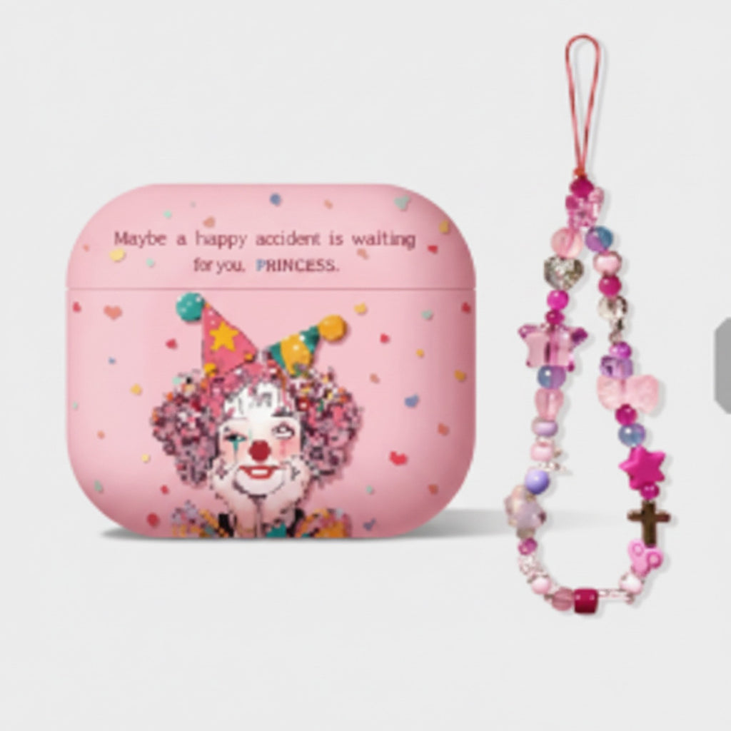 Pink Clown Beaded Charm AirPods Case