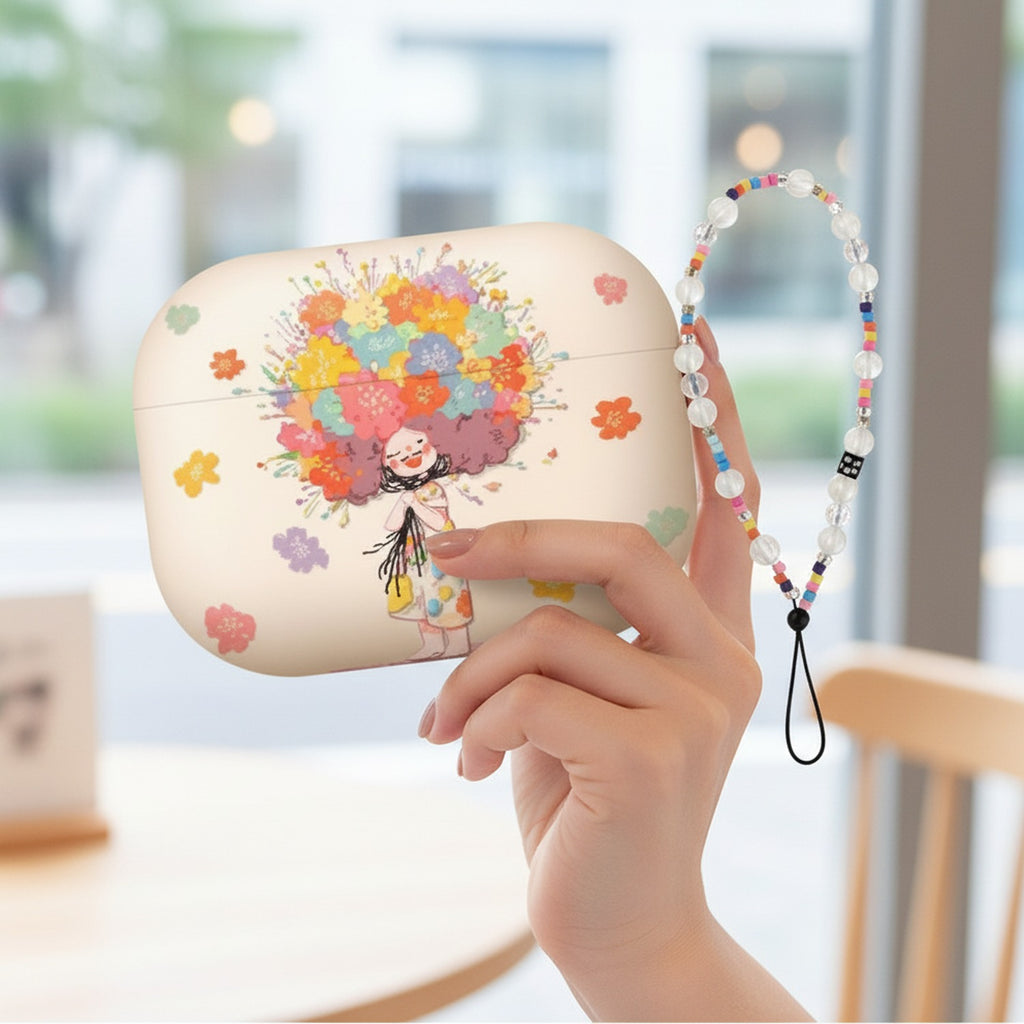 Colorful Flower Girl Beaded AirPods Case