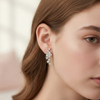 Crystal Marquise Flower Cluster Gold Earrings