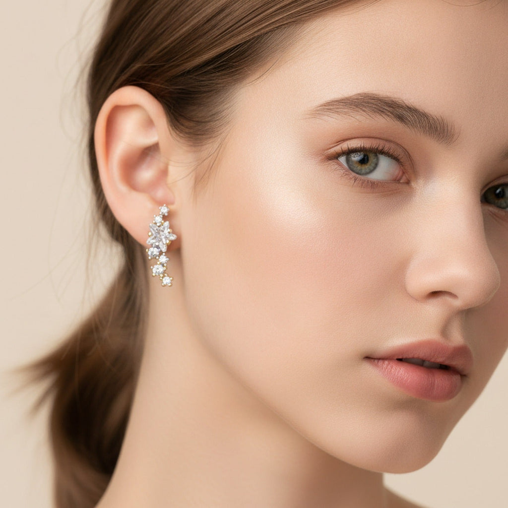 Crystal Marquise Flower Cluster Earrings - Default 2