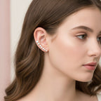 Rhinestone Curved Ear Crawler Earrings - Default 2