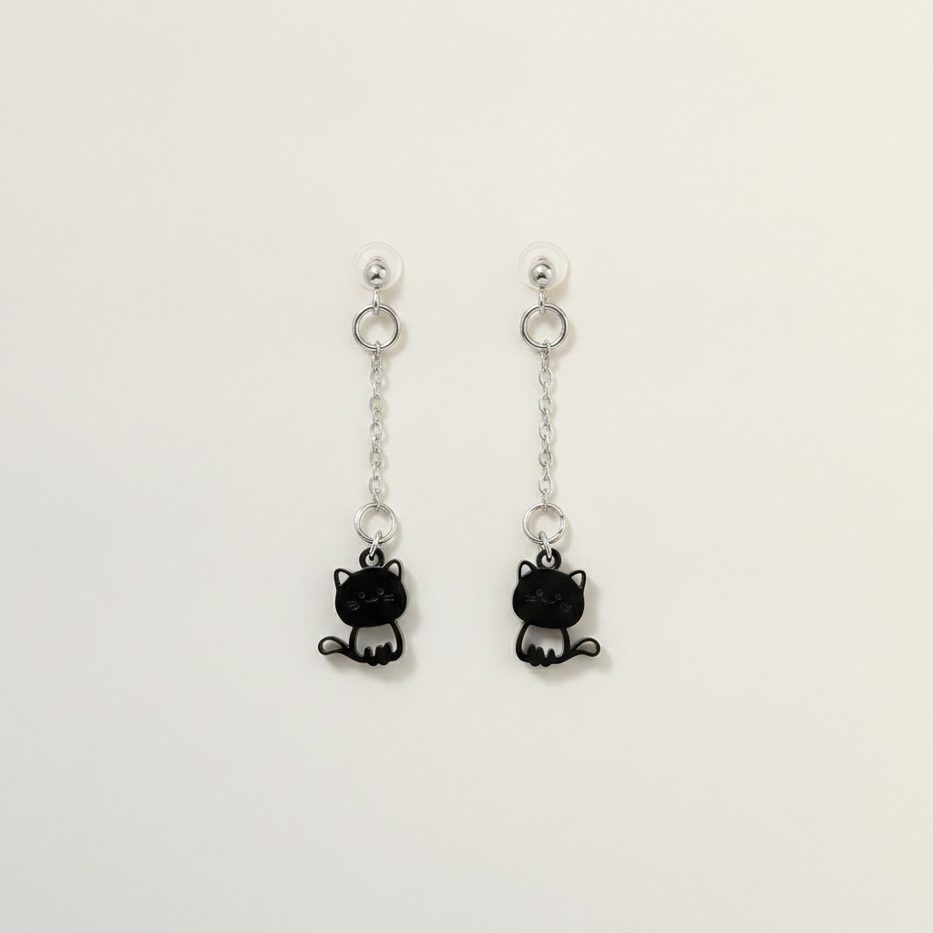 Cute Black Cat Dangle Earrings – jewelry (view 1)