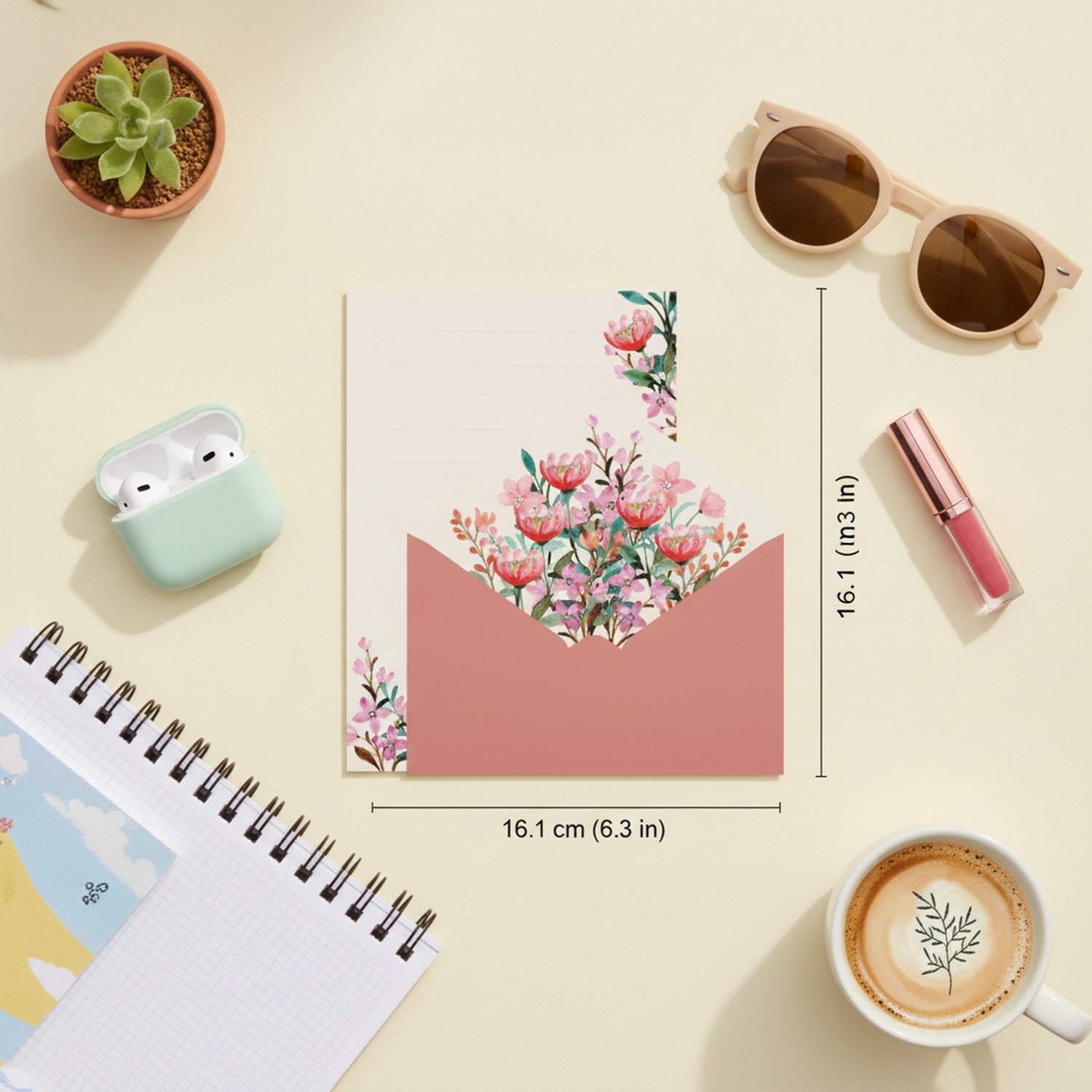 Floral Envelope Stationery Set Pink