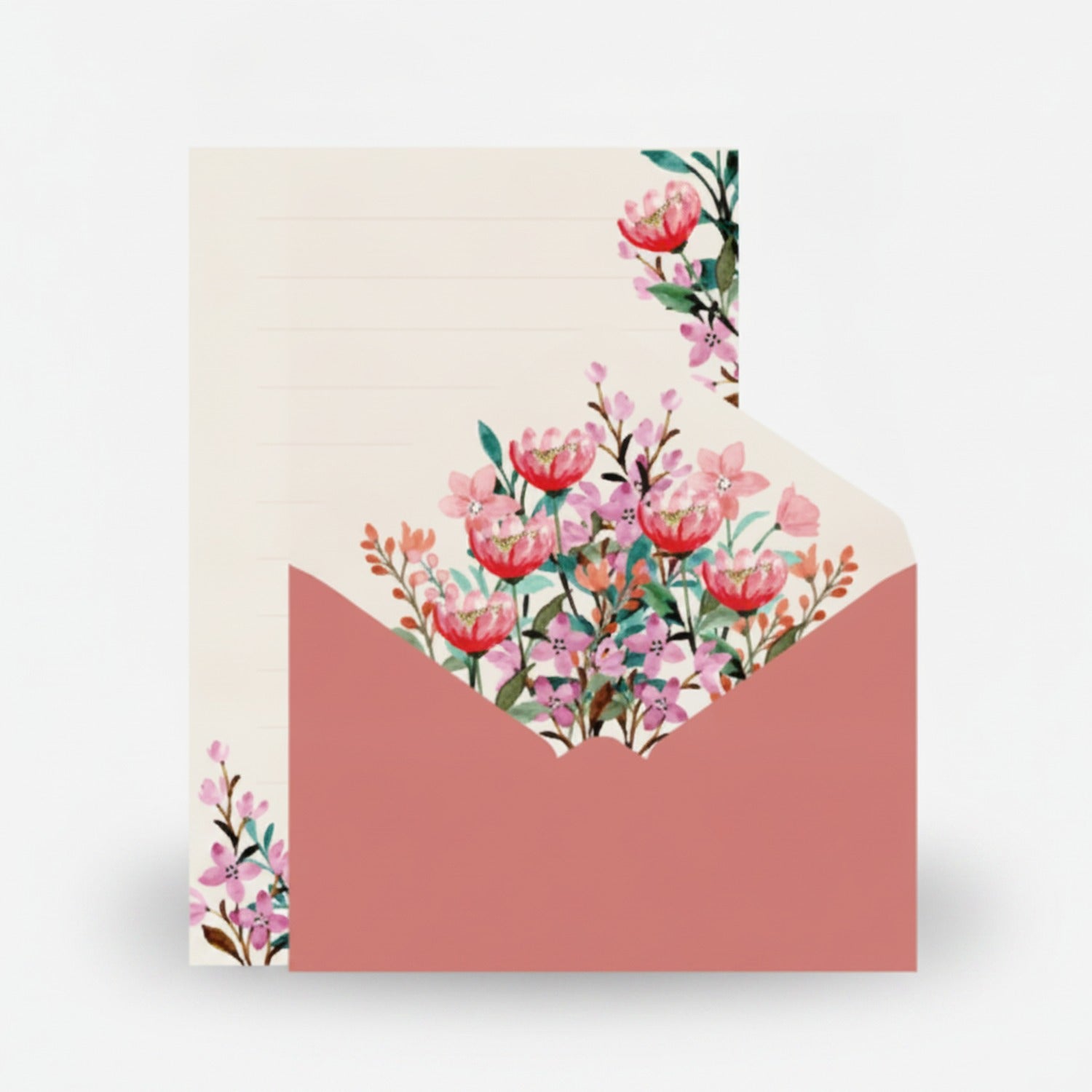 Floral Envelope Stationery Set Pink