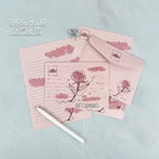 Rose Floral Pink Letter Writing Set With Charm – stationery (view 2)
