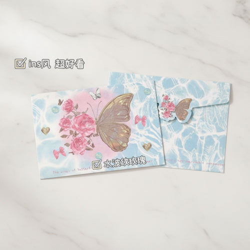 Butterfly Flower Letter Writing Paper Set Blue – stationery (view 2)