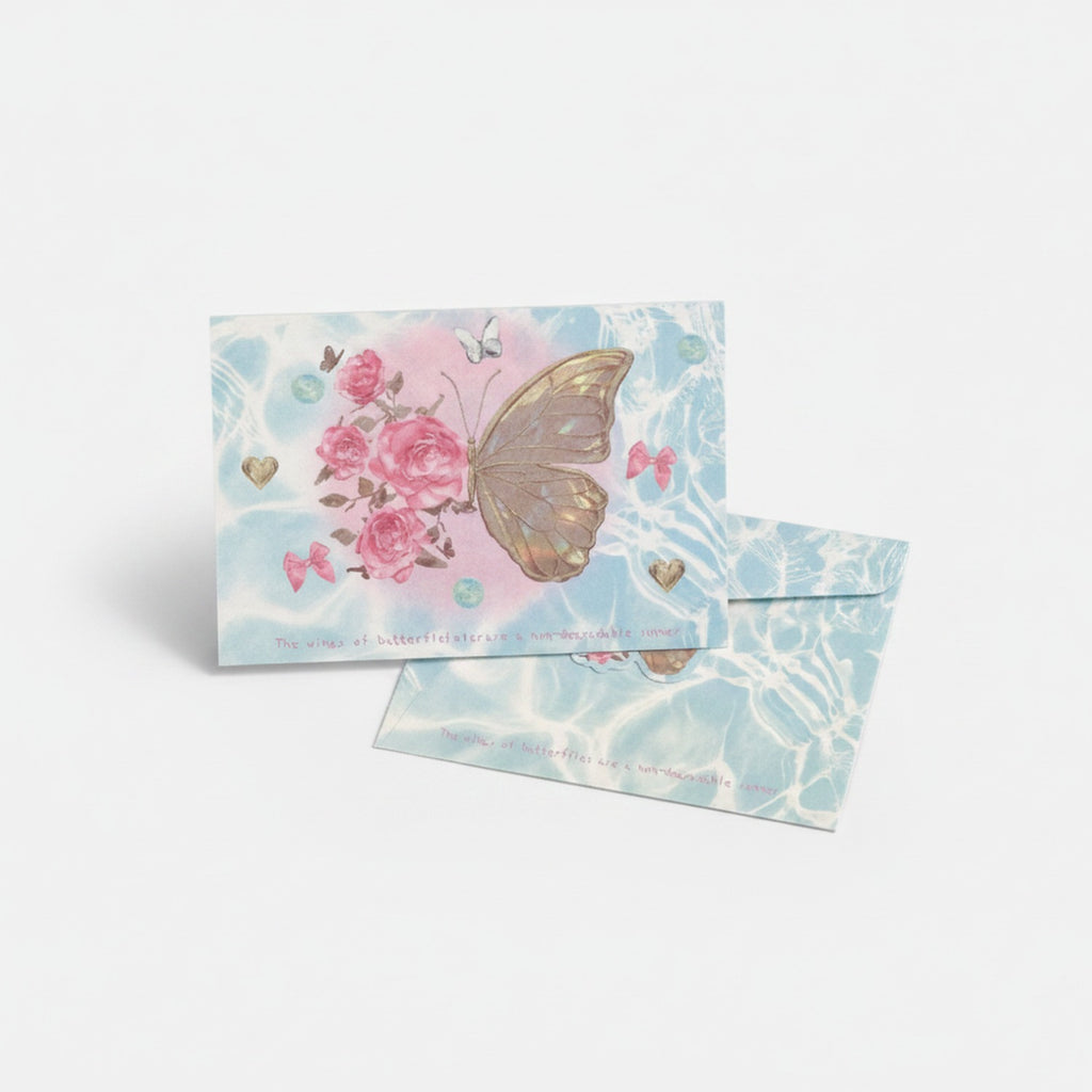 Butterfly Flower Letter Writing Paper Set Blue – stationery (view 1)
