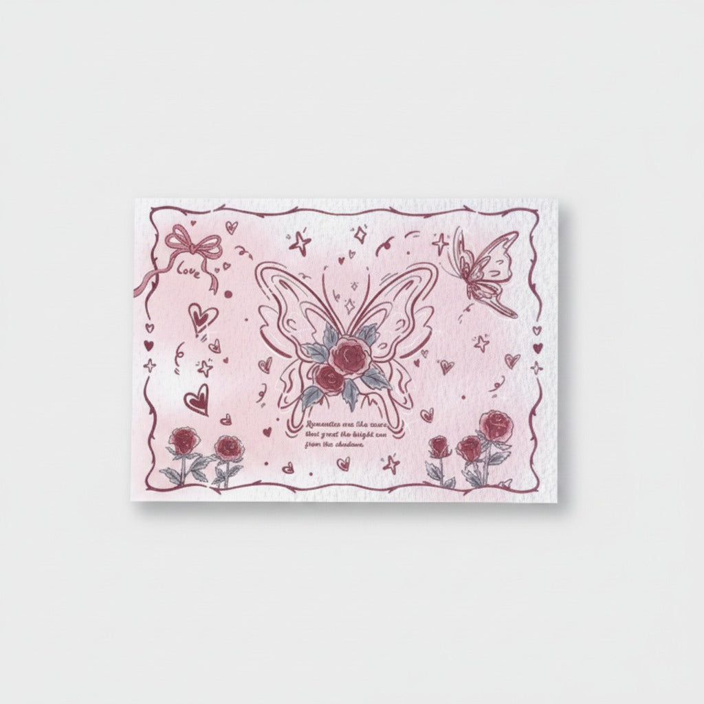 Butterfly Flower Pink Stationery Notepad Set (view 1)