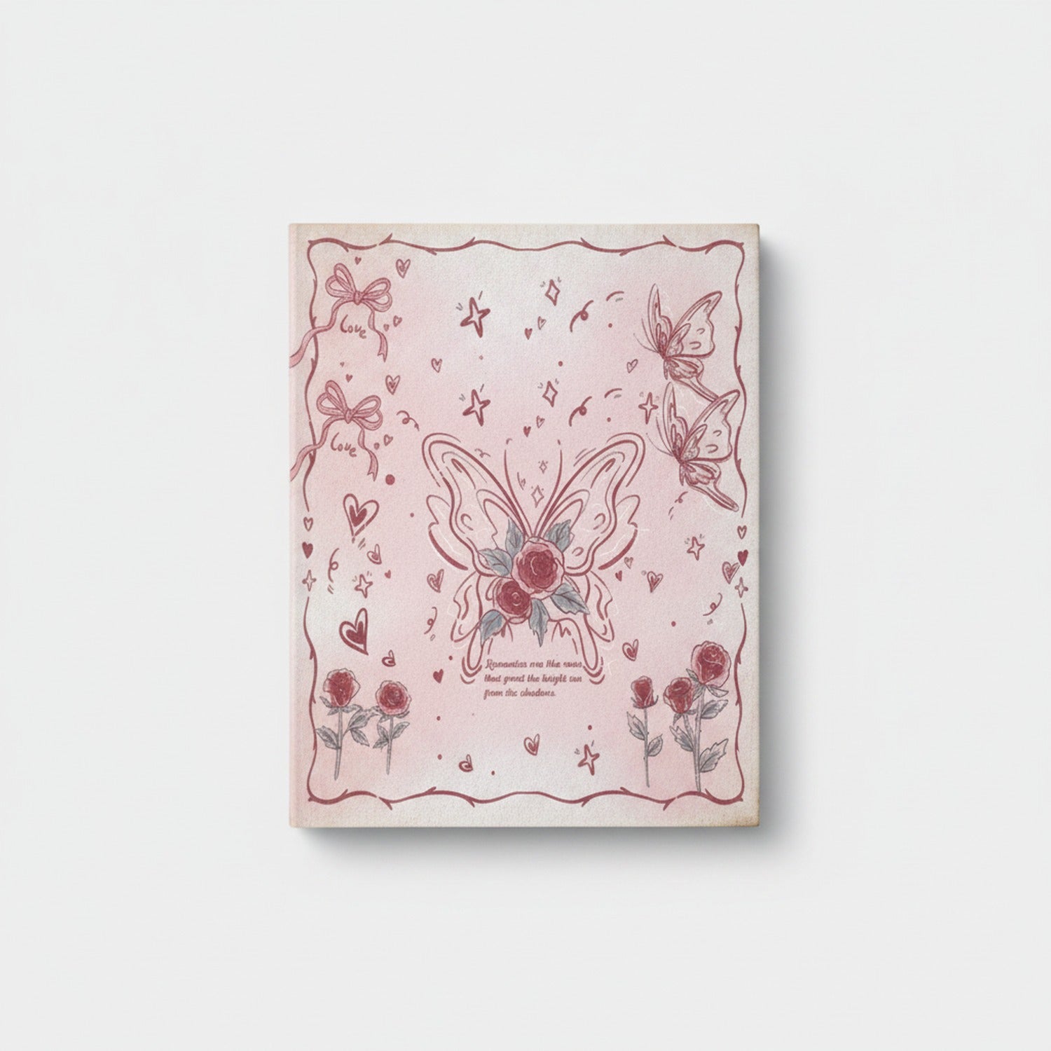 Butterfly Flower Pink Stationery Notepad Set