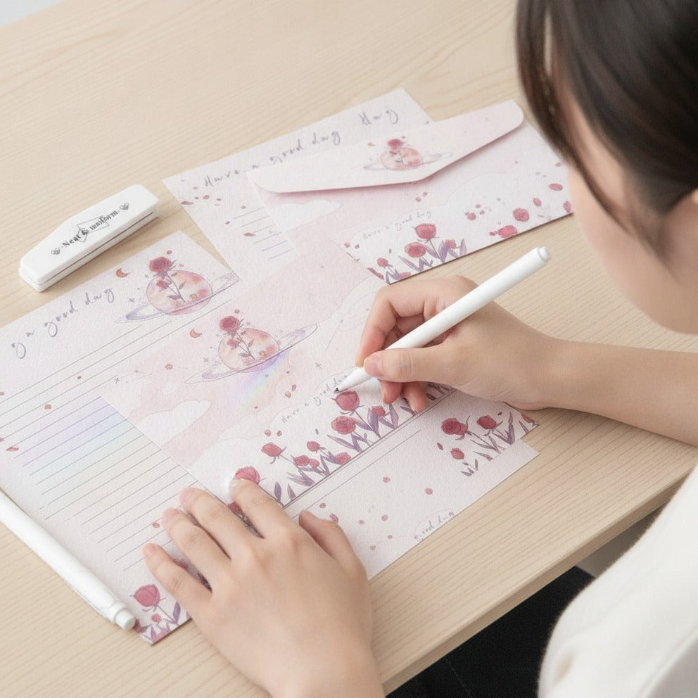 Rose Flower Aesthetic Lined Notebook Set – stationery (view 3)