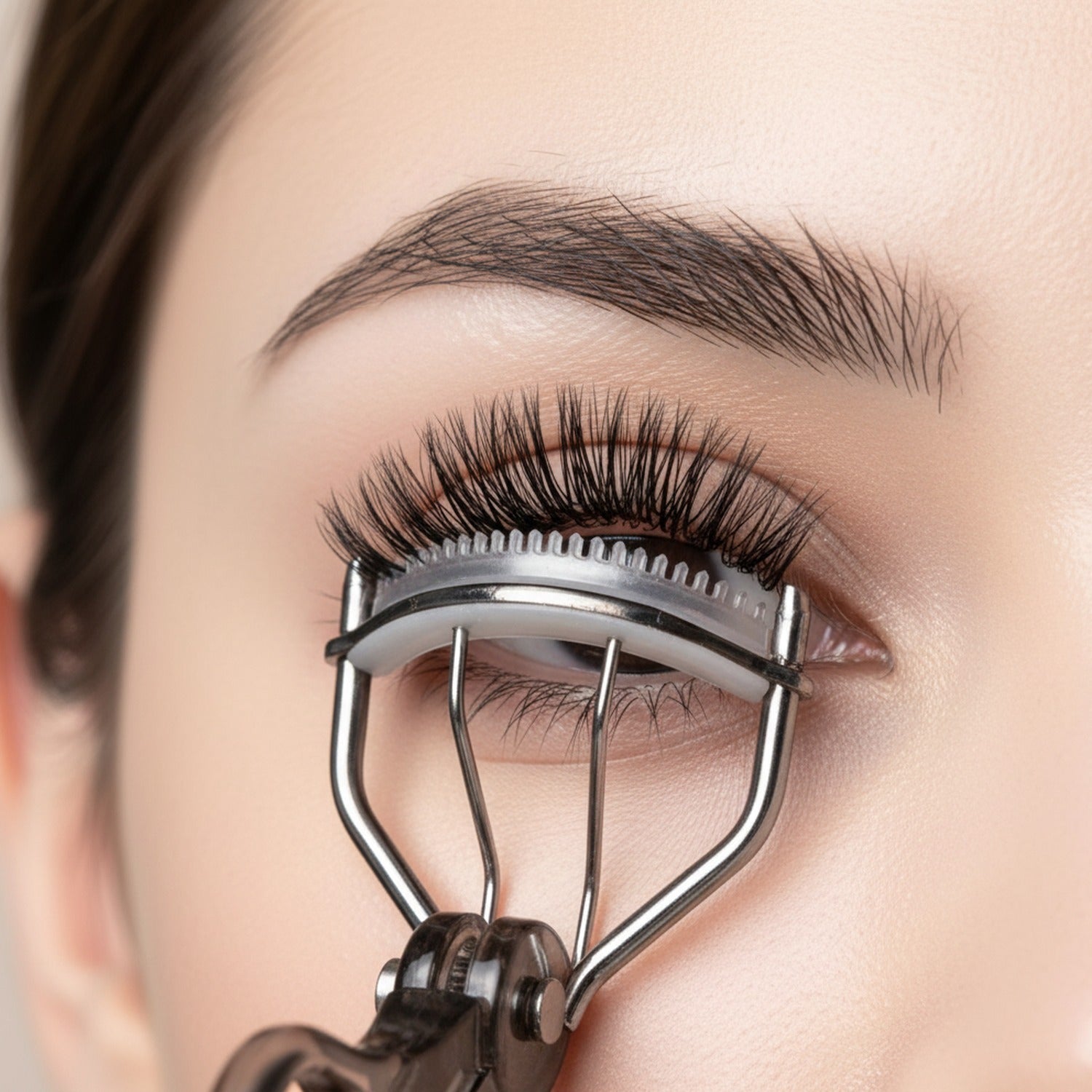 Clear Glass Eyelash Curler With Black Handle