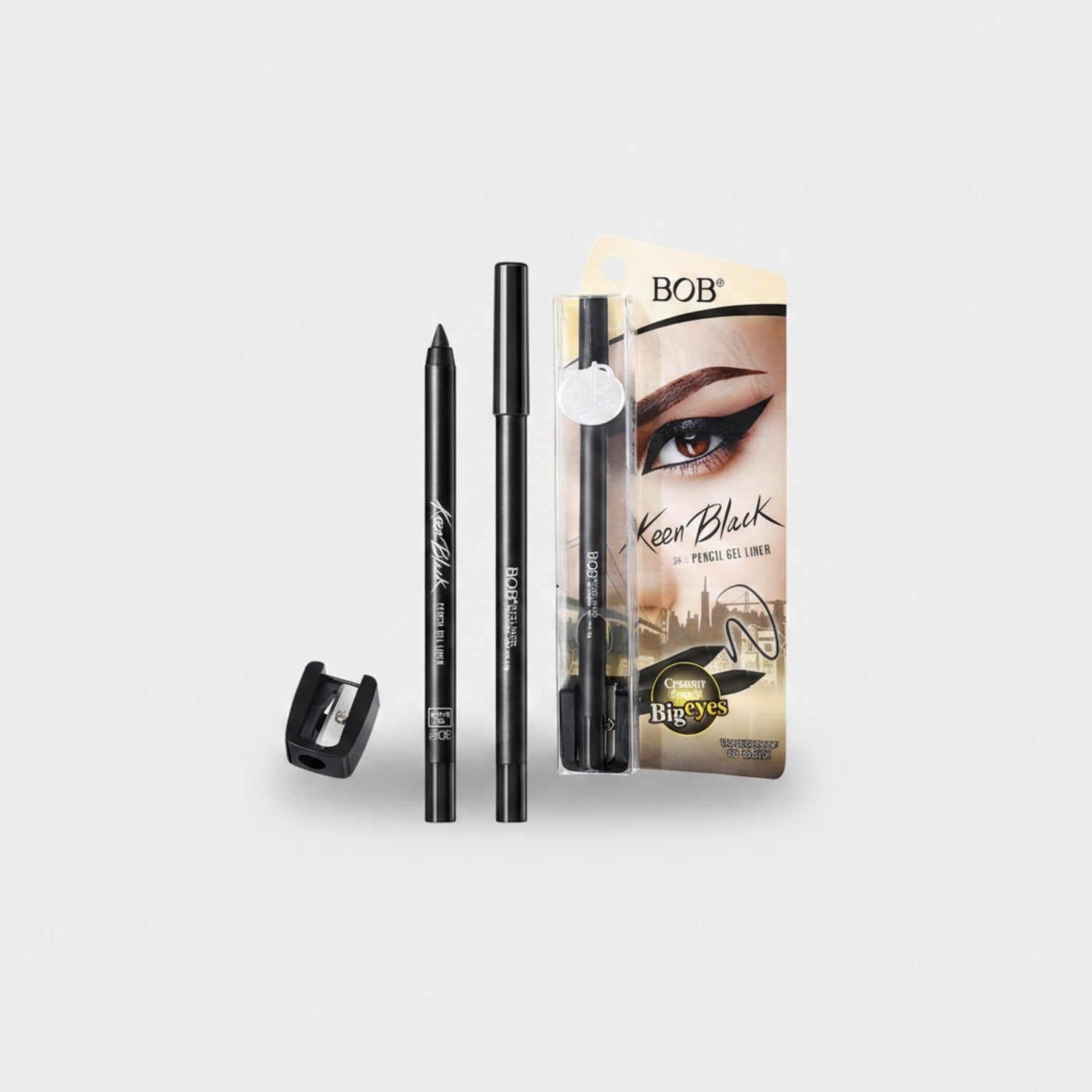 Black Pencil Gel Eyeliner Set With Sharpener