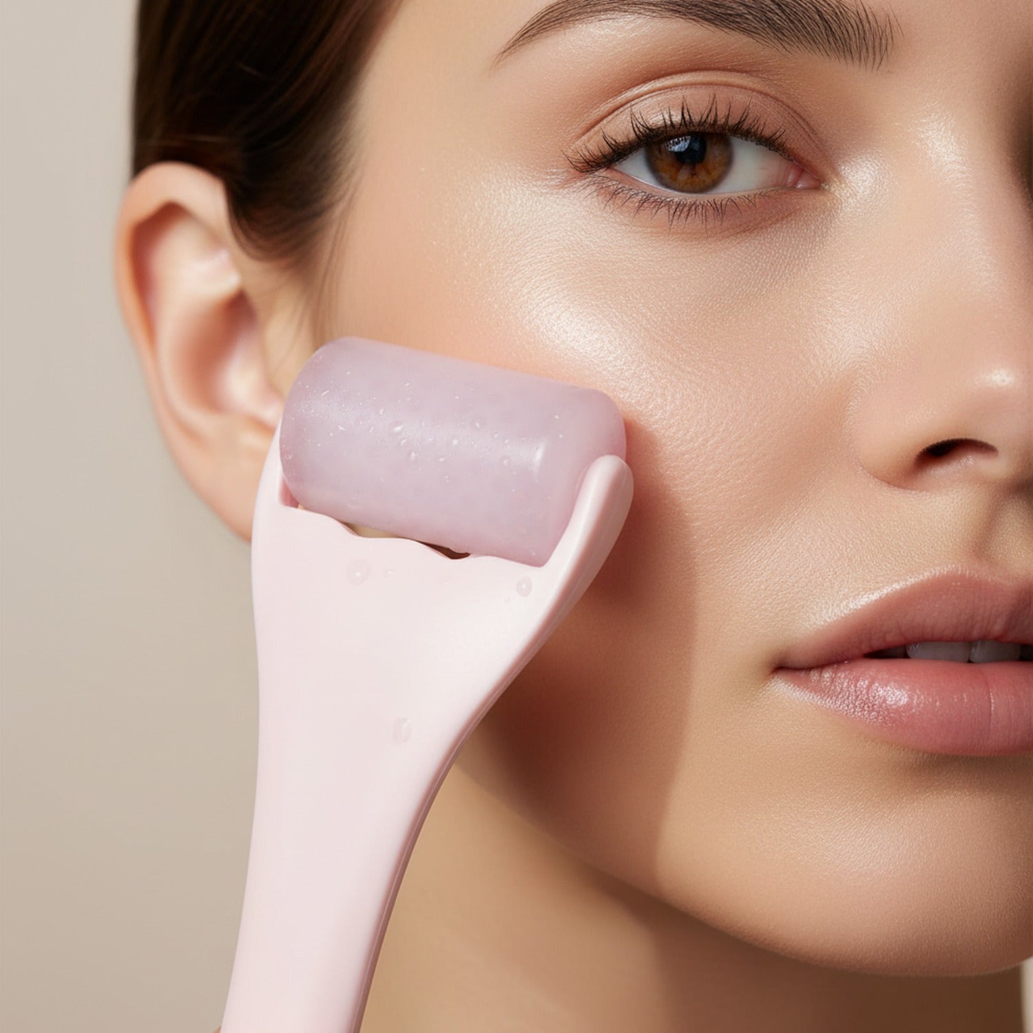 Pink Jade Roller Face Massager Tool