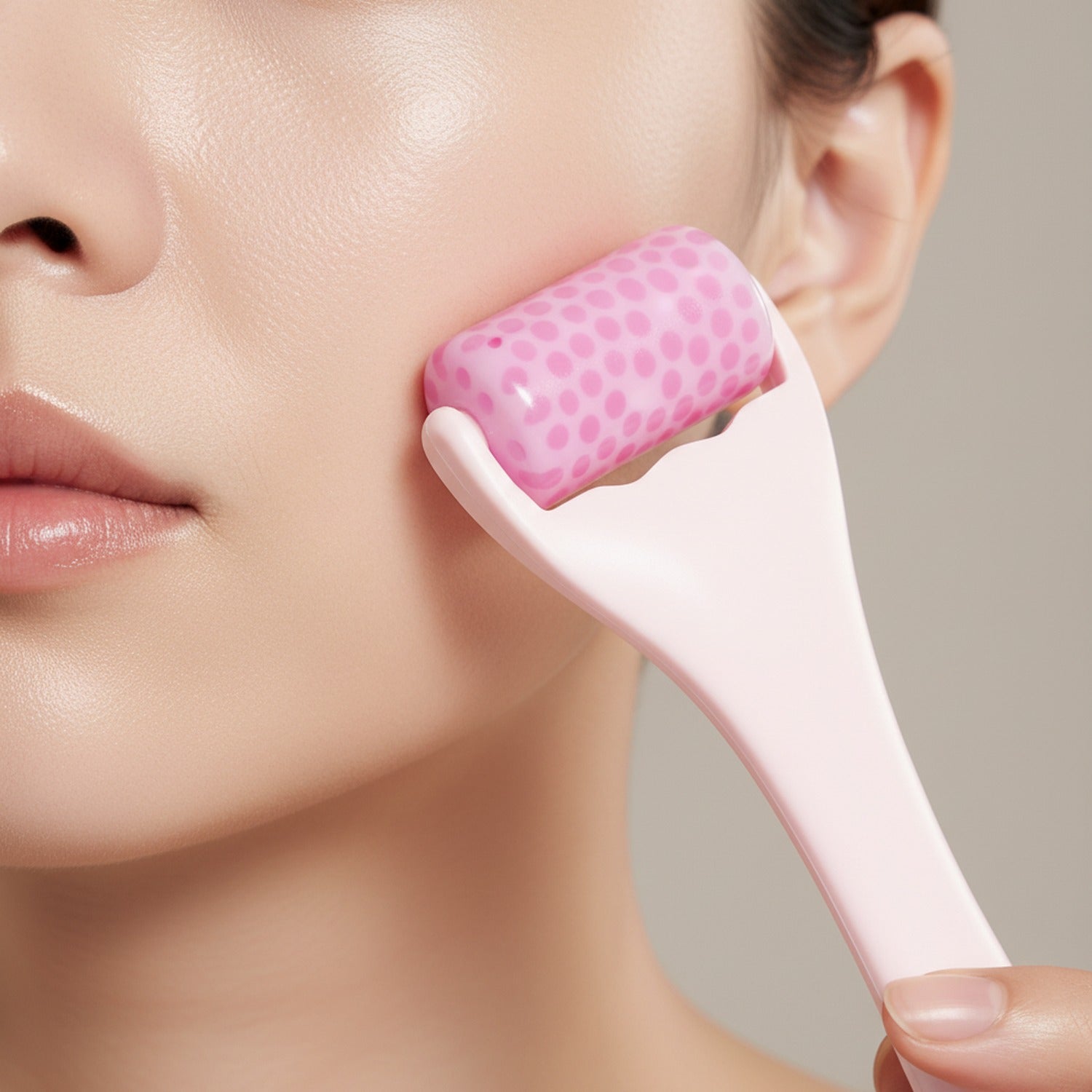 Pink Textured Face Massage Roller Tool