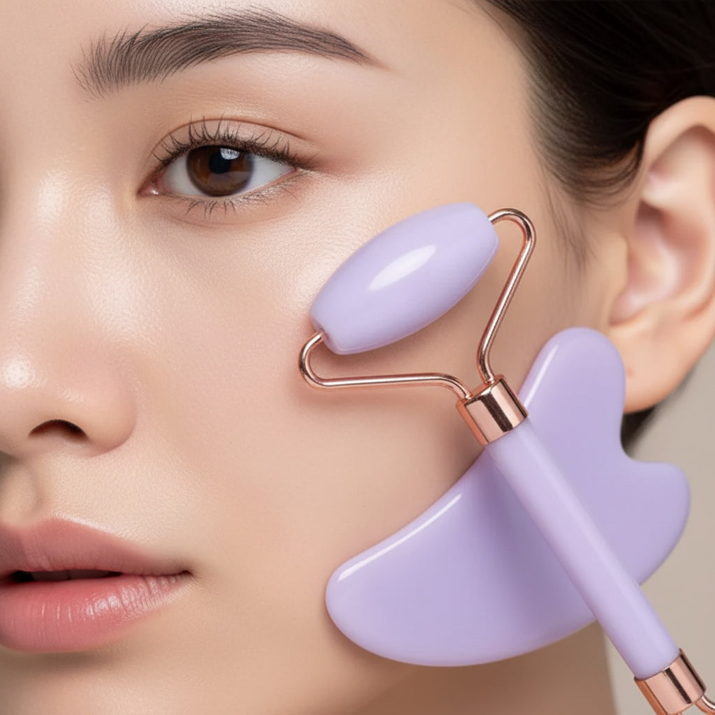Amethyst Crystal Facial Roller & Gua Sha Set