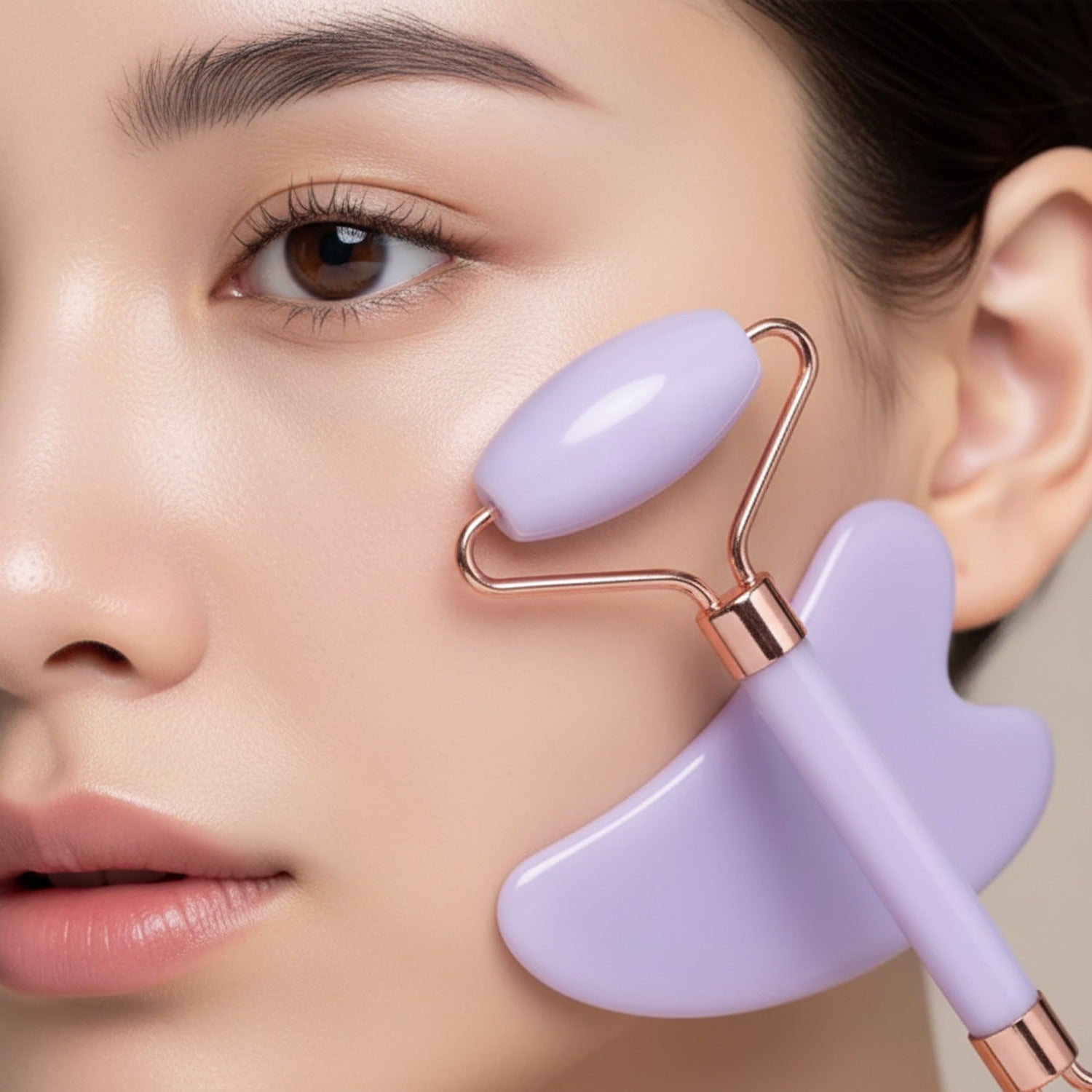 Amethyst Crystal Facial Roller & Gua Sha Set