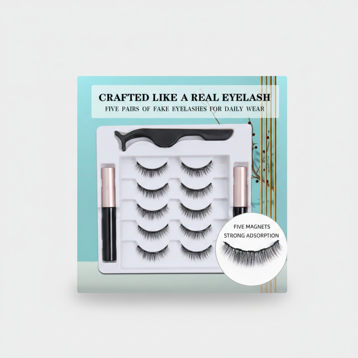 Magnetic False Eyelashes Set With Applicator