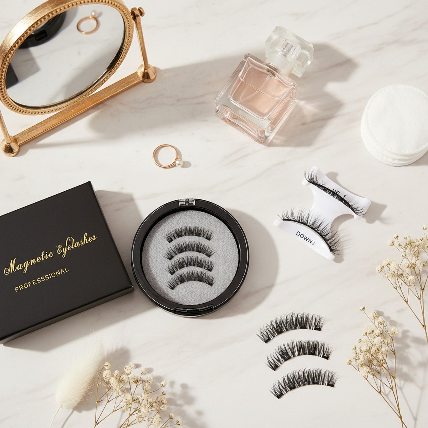 Magnetic False Eyelashes Set With Mirror Case