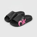 OK Slide Slippers - Black With Pink Text – apparel accessories (view 1)