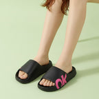 OK Slide Slippers - Black With Pink Text – apparel accessories (view 2)