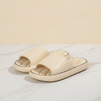 Puffy Slide Slippers With Contour - Khaki – apparel accessories (view 2)
