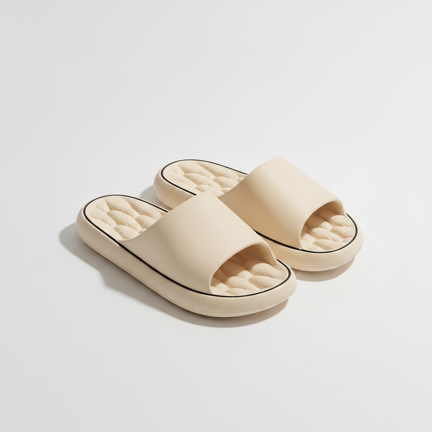 Puffy Slide Slippers With Contour - Khaki – apparel accessories (view 1)