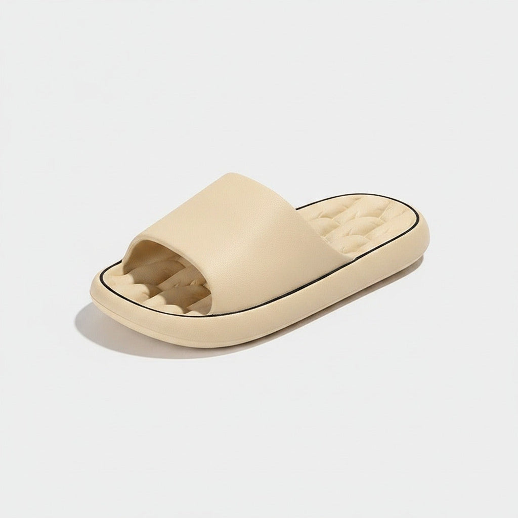 Puffy Slide Slippers With Contour - Khaki