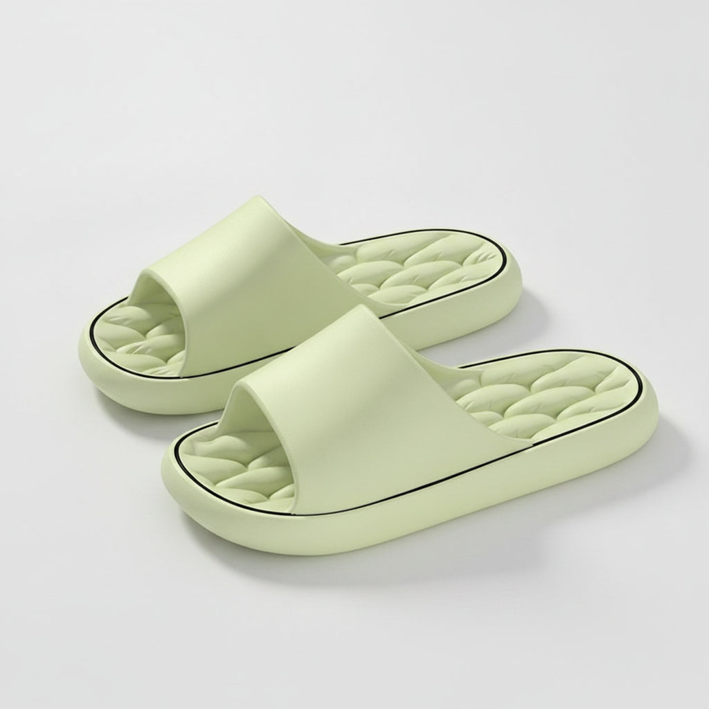 Puffy Slide Slippers With Contour - Light Green – apparel accessories (view 1)
