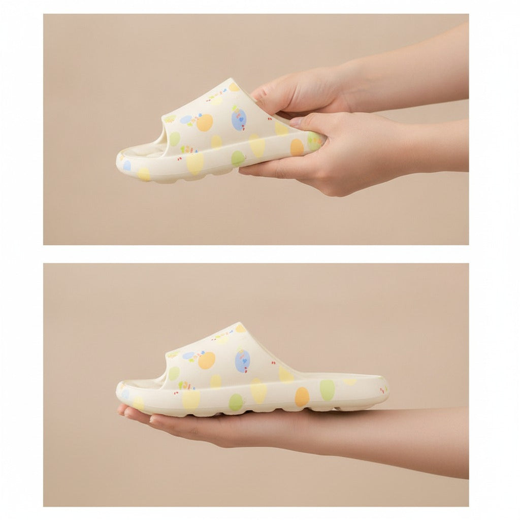 Cream Soft Mushy Feeling Polka Dot Shower Slides