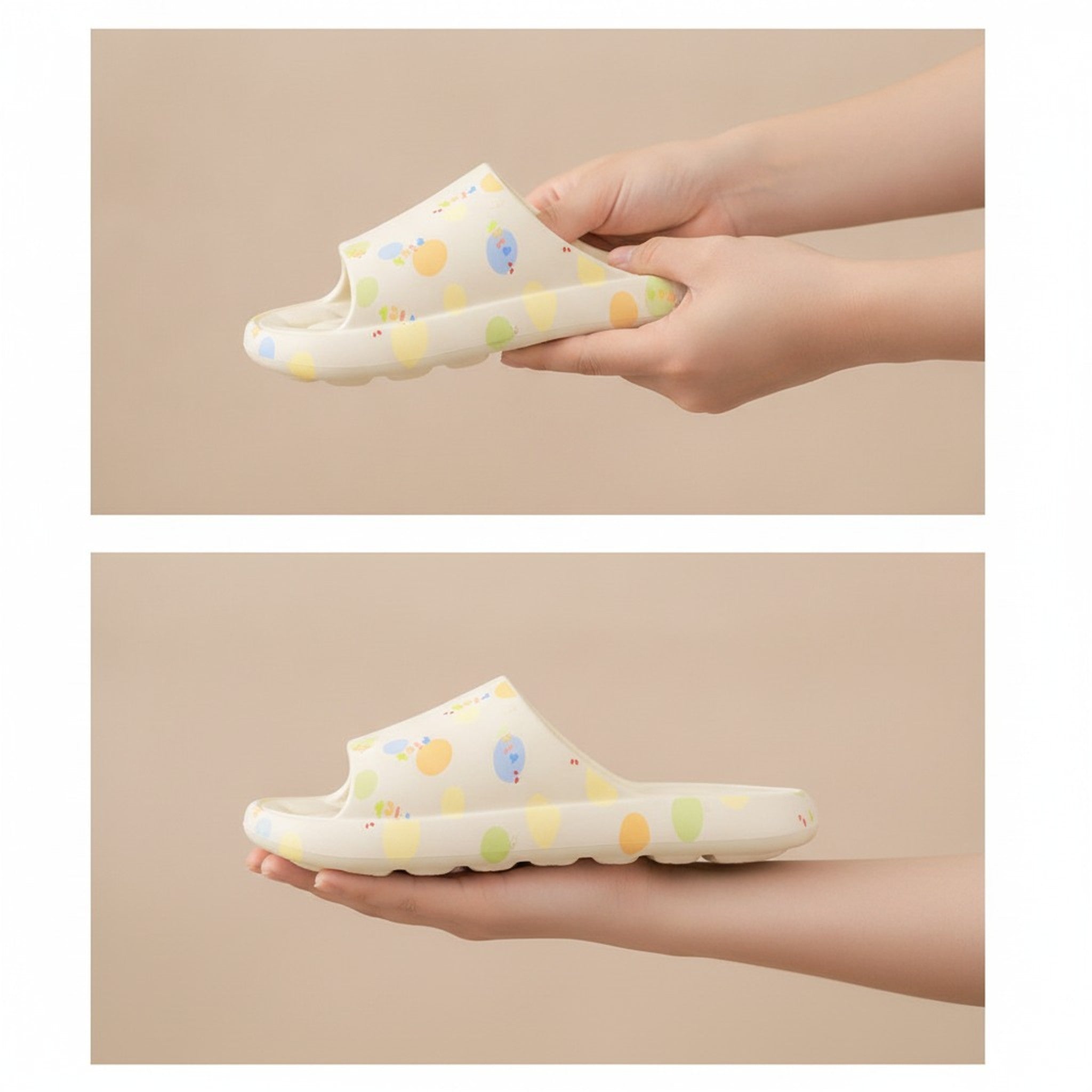 Cream Soft Mushy Feeling Polka Dot Shower Slides