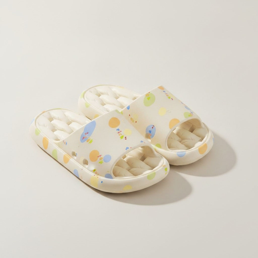 Cream Soft Mushy Feeling Polka Dot Shower Slides