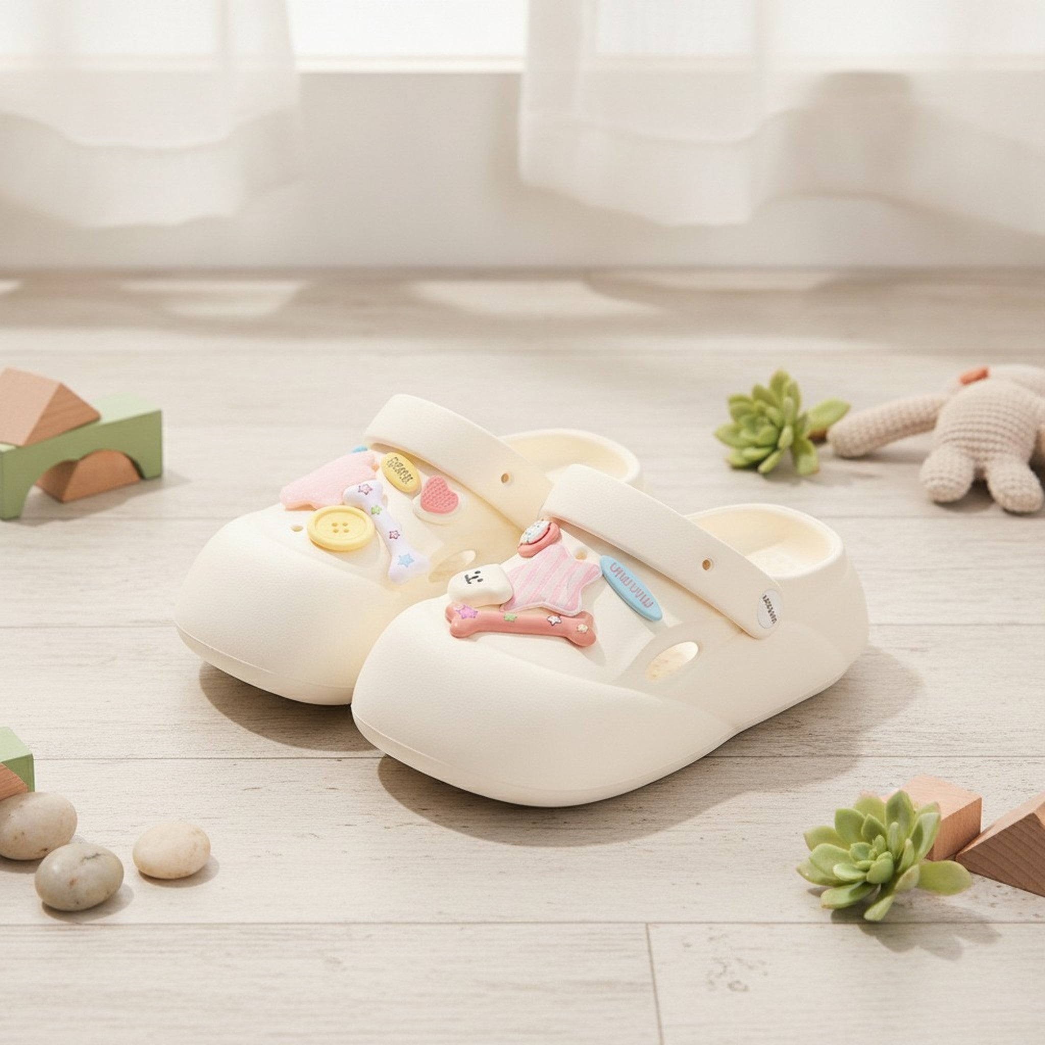 White EVA One-Piece Soft Non-Slip Thick Sole Clogs