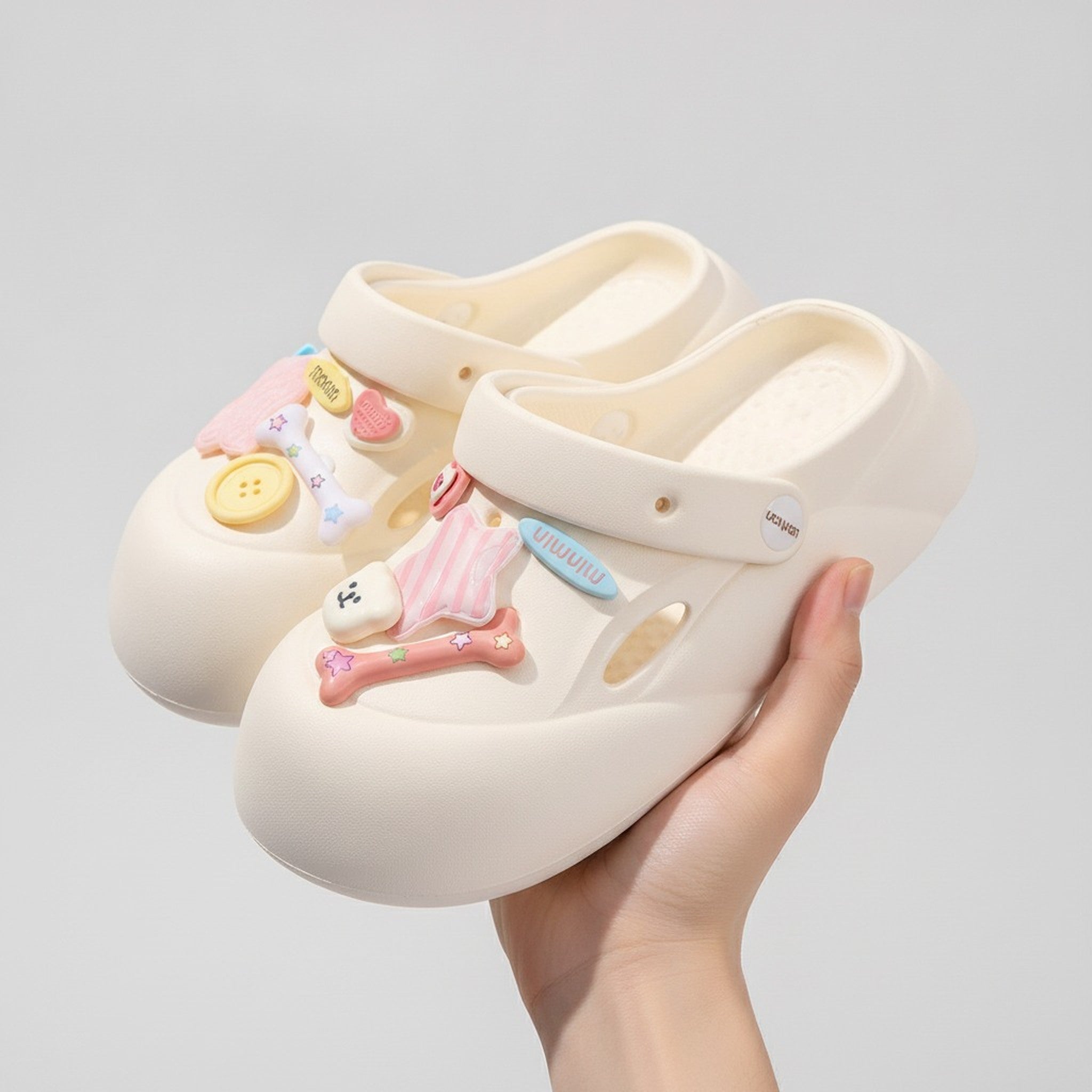 White EVA One-Piece Soft Non-Slip Thick Sole Clogs
