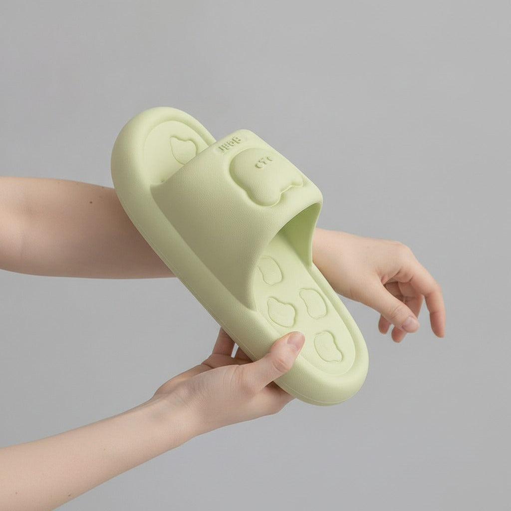 Soft Green Bear Design Cloud Slippers