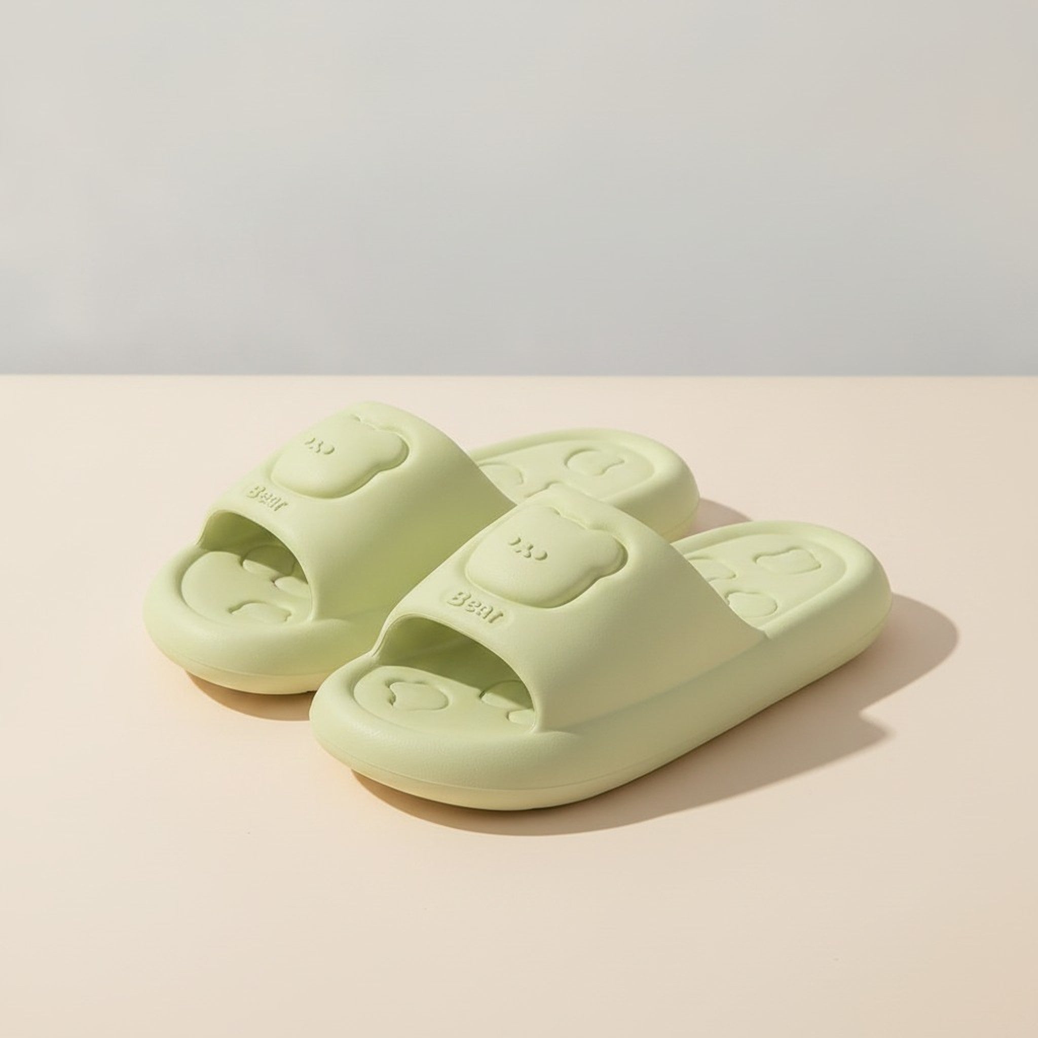 Soft Green Bear Design Cloud Slippers