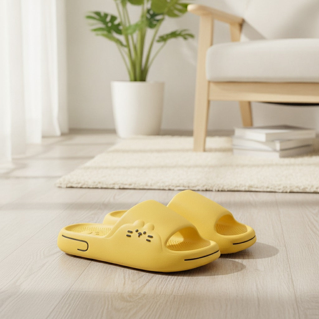 Cute Yellow Cloud Comfort Paw Print Slide Slippers