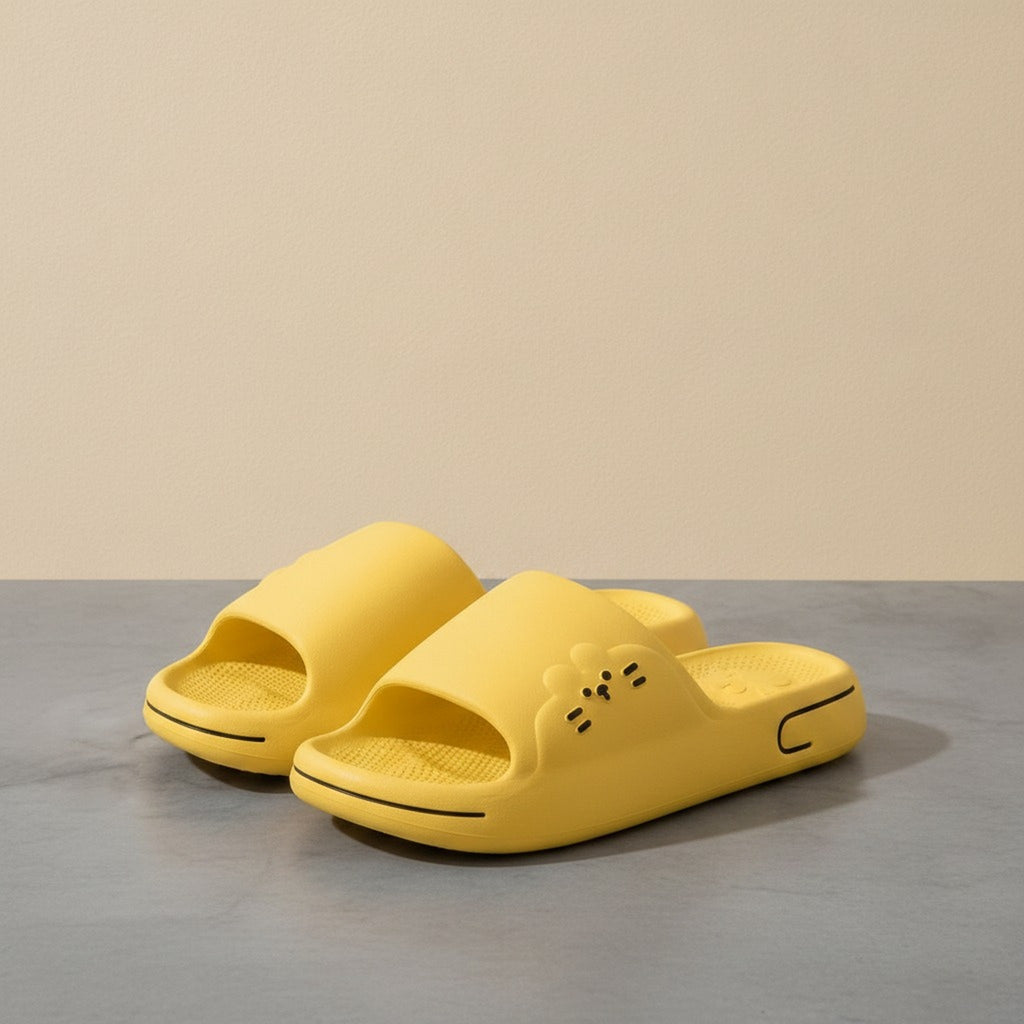 Cute Yellow Cloud Comfort Paw Print Slide Slippers