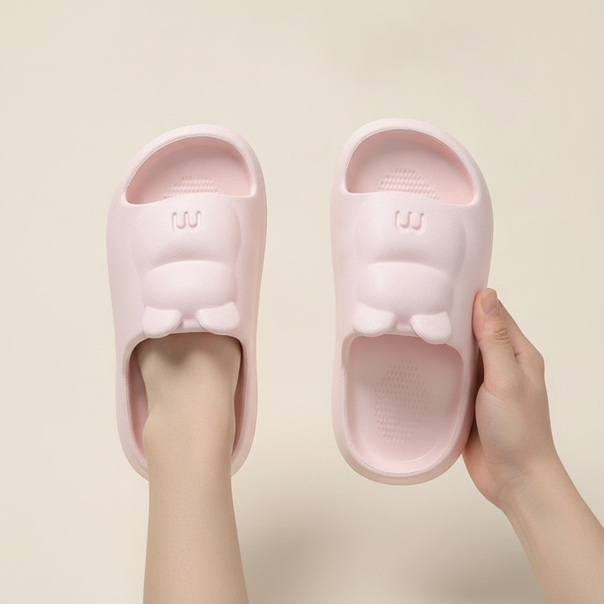 Cute Pink Cartoon Bear Cloud Slippers