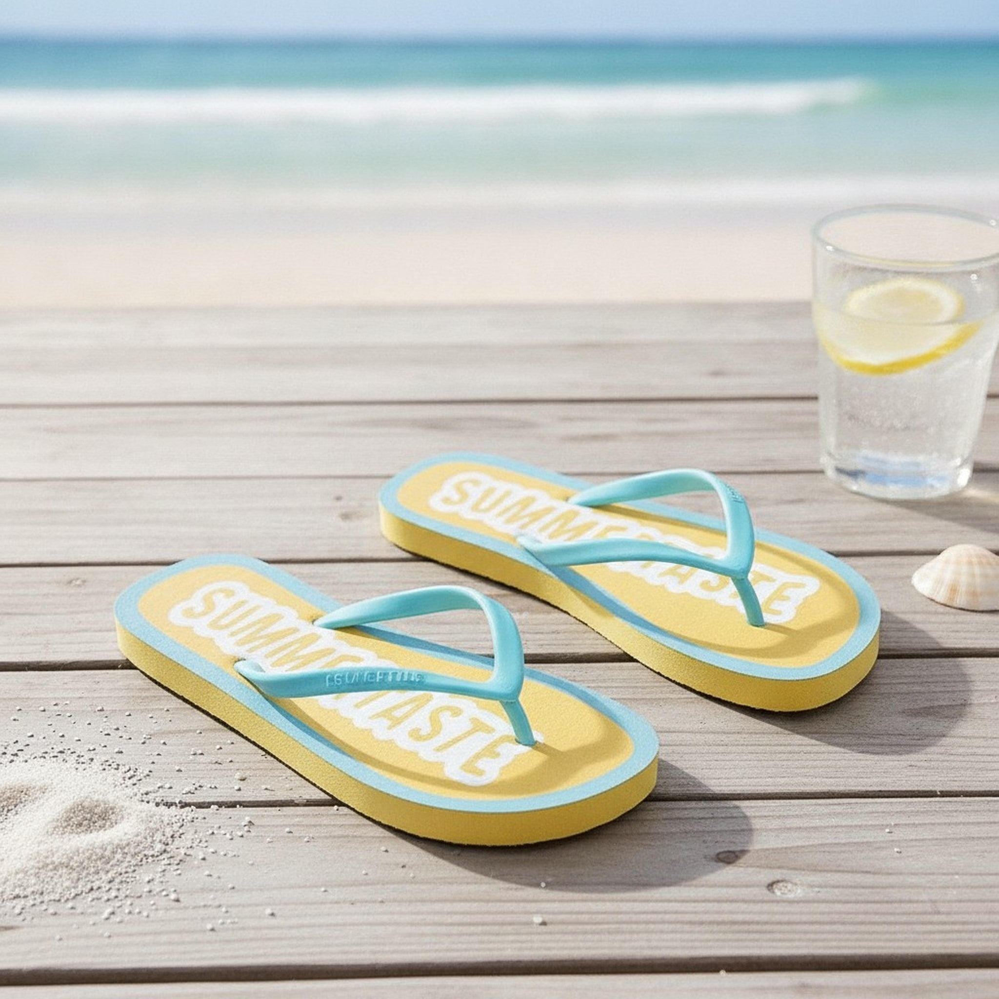 Yellow Summertime Flip-Flops Beach Sandals
