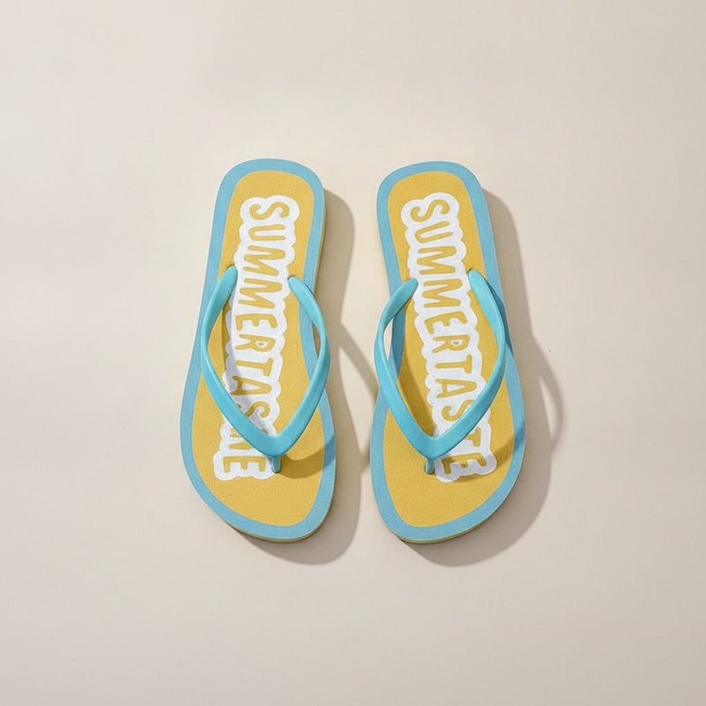 Yellow Summertime Flip-Flops Beach Sandals